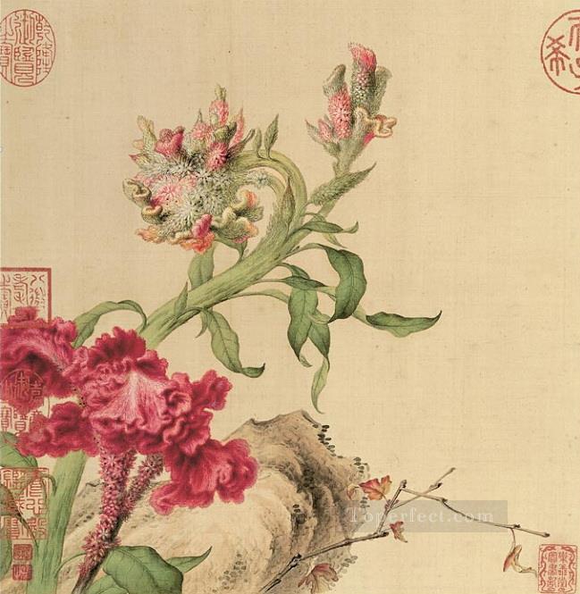 Lang brillantes pájaros y flores chinos tradicionales Pintura al óleo